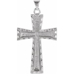 14K White 34x23 mm Cross Pendant - Siddiqui Jewelers