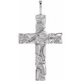 14K White 27x18 mm Nugget Cross Pendant - Siddiqui Jewelers