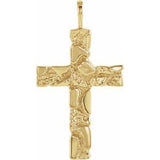 14K Yellow 27x18 mm Nugget Cross Pendant - Siddiqui Jewelers