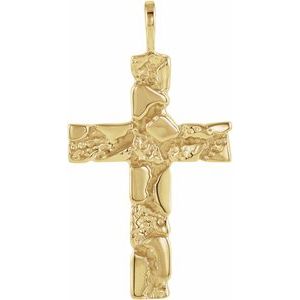 14K Yellow 27x18 mm Nugget Cross Pendant - Siddiqui Jewelers