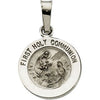 14K White 12 mm First Communion Medal - Siddiqui Jewelers