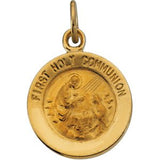 14K Yellow 12 mm First Communion Medal - Siddiqui Jewelers