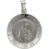 14K White 18 mm Round Scapular Medal - Siddiqui Jewelers