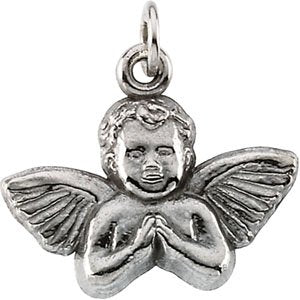 14K White 14x16 mm Angel Baby Pendant - Siddiqui Jewelers