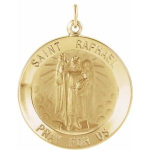 14K Yellow 18 mm Round St. Raphael Medal - Siddiqui Jewelers