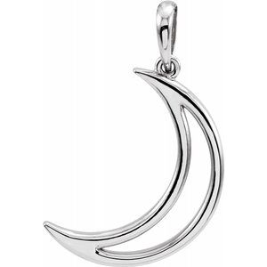 14K White 25.7x4.7 mm Crescent Moon Pendant - Siddiqui Jewelers