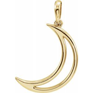 14K Yellow 25.7x4.7 mm Crescent Moon Pendant - Siddiqui Jewelers