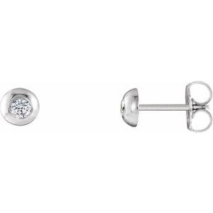 Platinum 1/8 CTW Diamond Domed Stud Earrings -Siddiqui Jewelers