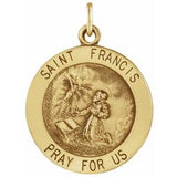 14K Yellow 18.25 mm Round St. Francis of Assisi Medal - Siddiqui Jewelers