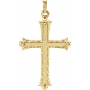 14K Yellow 33x23.5 mm Hollow Cross Pendant - Siddiqui Jewelers