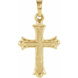 14K Yellow 20x14.5 mm Hollow Cross Pendant - Siddiqui Jewelers