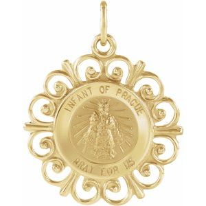 14K Yellow 18 mm Infant of Prague Medal - Siddiqui Jewelers