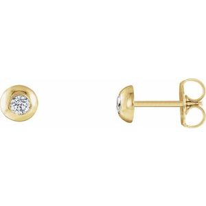 14K Yellow 1/8 CTW Diamond Domed Stud Earrings -Siddiqui Jewelers