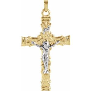 14K Yellow & White 36x24 mm Crucifix Pendant - Siddiqui Jewelers