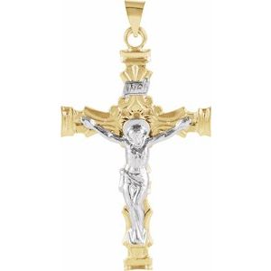 14K Yellow & White 43.5x29.5 mm Crucifix Pendant - Siddiqui Jewelers