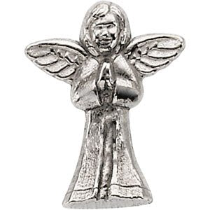 14K White 12x10 mm Praying Angel Lapel Pin - Siddiqui Jewelers