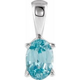 14K White Blue Zircon Pendant - Siddiqui Jewelers