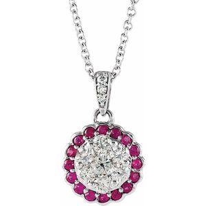 14K White Ruby & 1/3 CTW Diamond Necklace - Siddiqui Jewelers