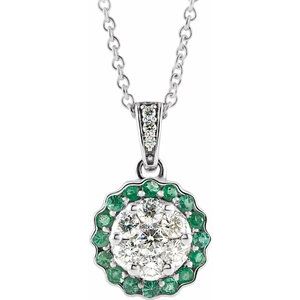 14K White Emerald & 1/3 CTW Diamond Necklace - Siddiqui Jewelers