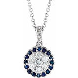 14K White Blue Sapphire & 1/3 CTW Diamond Necklace - Siddiqui Jewelers
