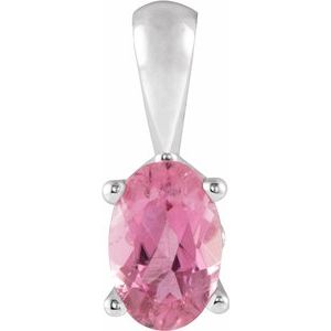 14K White Pink Tourmaline Pendant - Siddiqui Jewelers