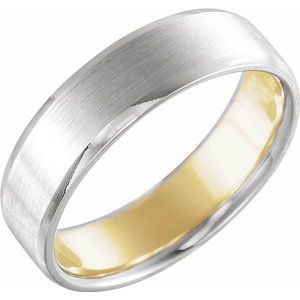 14K White/Yellow 5 mm Beveled-Edge Band with Matte Finish Size 11 - Siddiqui Jewelers