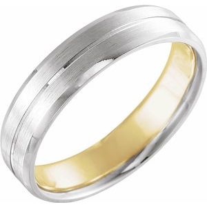 14K White/Yellow 6 mm Grooved Band with Matte/Polished Size 11 - Siddiqui Jewelers