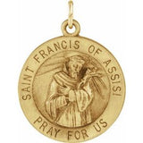 14K Yellow 18 mm Round St. Francis of Assisi Medal - Siddiqui Jewelers
