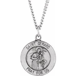 Sterling Silver 18 mm St. Gerard Medal Necklace - Siddiqui Jewelers