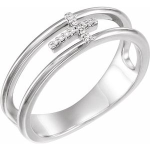 14K White .03 CTW Diamond Negative Space Cross Ring - Siddiqui Jewelers