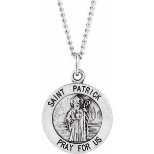 Sterling Silver 15 mm Round St. Patrick 18" Necklace - Siddiqui Jewelers