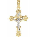 14K Yellow & White 20.5x15 mm Crucifix Pendant - Siddiqui Jewelers