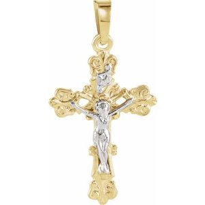 14K Yellow & White 20.5x15 mm Crucifix Pendant - Siddiqui Jewelers