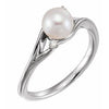 14K White Freshwater Pearl & .03 CTW Diamond Bypass Ring - Siddiqui Jewelers