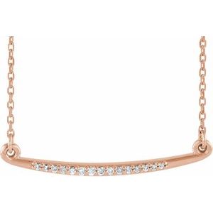 14K Rose .05 CTW Diamond Curved Bar 16-18" Necklace - Siddiqui Jewelers