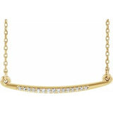 14K Yellow .05 CTW Diamond Curved Bar 16-18" Necklace - Siddiqui Jewelers