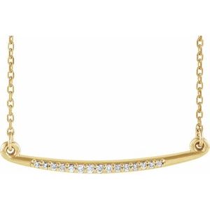 14K Yellow .05 CTW Diamond Curved Bar 16-18" Necklace - Siddiqui Jewelers