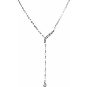 14K White 1/10 CTW Diamond Y 16-18" Necklace - Siddiqui Jewelers
