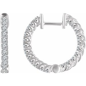 14K White 1 CTW Diamond Inside/Outside 20.1 mm Hoop Earrings - Siddiqui Jewelers