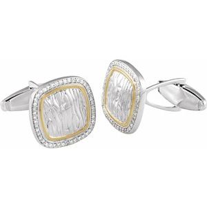 Sterling Silver & 14K Yellow 3/8 CTW Diamond Elephant Print Cuff Links - Siddiqui Jewelers