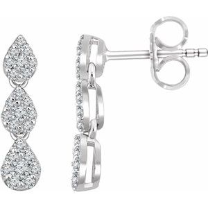14K White 1/2 CTW Diamond Cluster Dangle Earrings - Siddiqui Jewelers