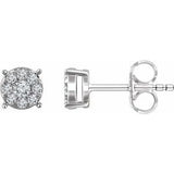 14K White 1/4 CTW Diamond Cluster Stud Earrings - Siddiqui Jewelers