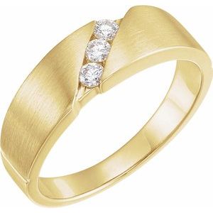 14K Yellow 1/5 CTW Diamond 3-Stone Band Size 11 - Siddiqui Jewelers