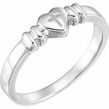 14K White Heart & Cross Chastity Ring Size 5 - Siddiqui Jewelers