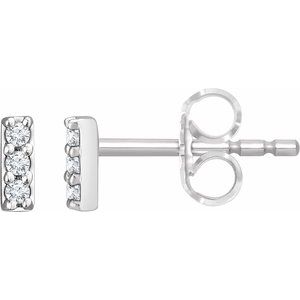 14K White .05 CTW Lab-Grown Diamond Bar Earrings Siddiqui Jewelers