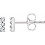 14K White .05 CTW Natural Diamond Bar Earrings Siddiqui Jewelers