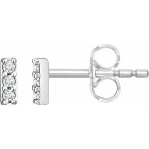 14K White .05 CTW Diamond Bar Earrings-Siddiqui Jewelers