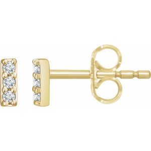 14K Yellow .05 CTW Diamond Bar Earrings-Siddiqui Jewelers