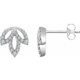 14K White 1/4 CTW Diamond Leaf Earrings - Siddiqui Jewelers