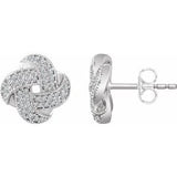 14K White 1/3 CTW Diamond Knot Earrings - Siddiqui Jewelers